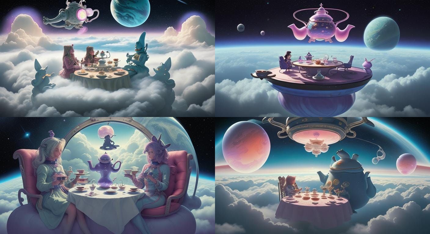 Fantastical Tea Party in Space: A Cosmic Dream