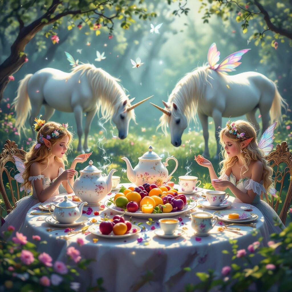 Whimsical Fairy Tea Party with Self-Pouring Enchantments