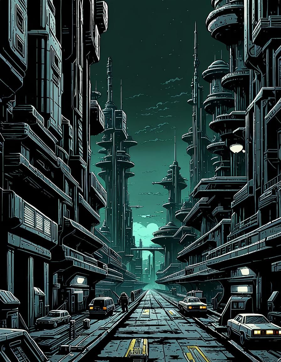 Grim Noir Science Fiction in 90s Anime Style