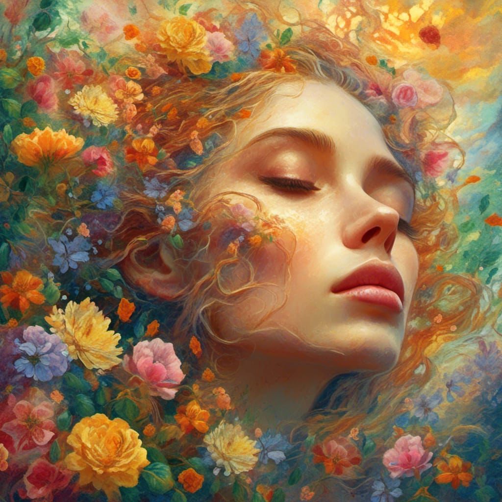 Inspirational Garden Portrait in Pointillism Style