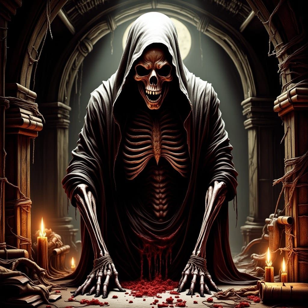 Skeletal Lich in Mystical Chamber: Dark Fantasy Art