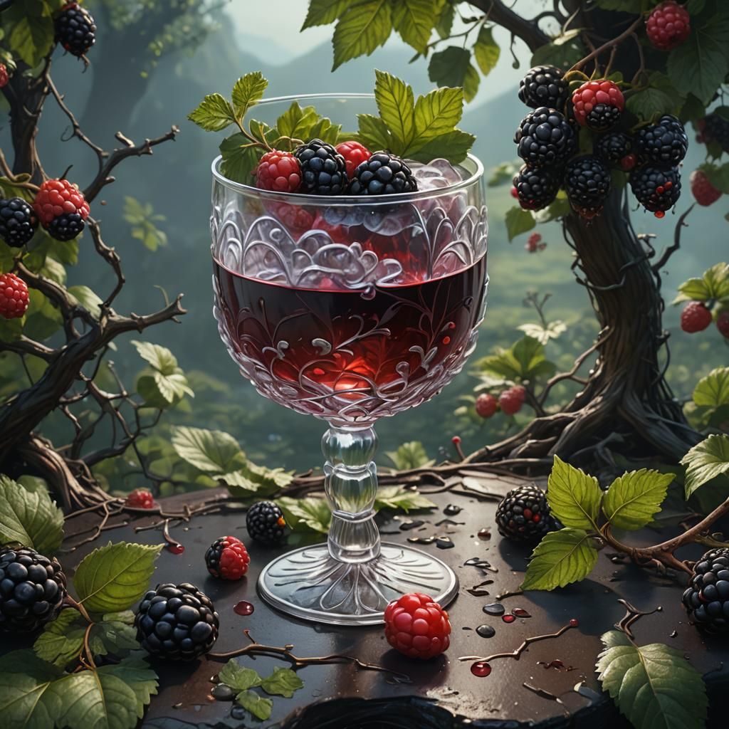 Detailed Matte Painting of a Bramble Cocktail