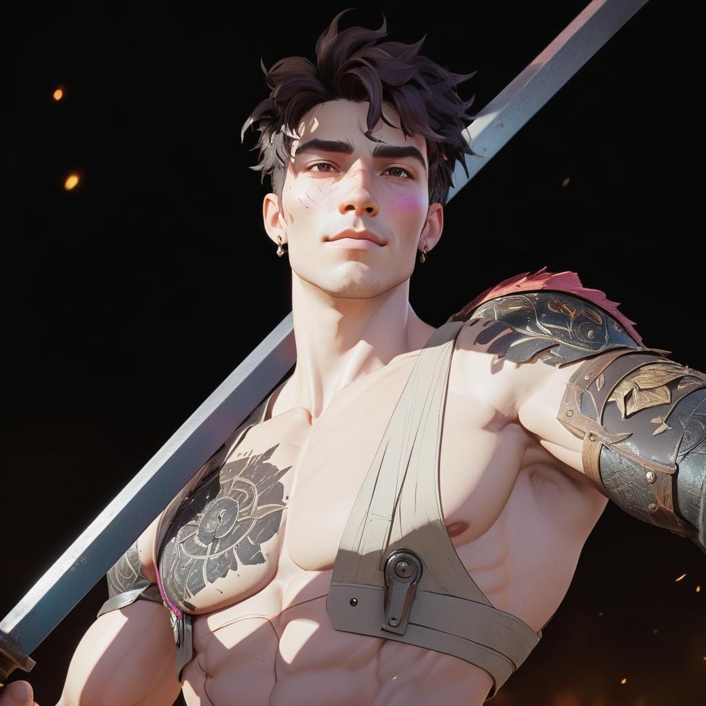 Handsome Cultivator with Polychromatic Lighting in Unreal En...