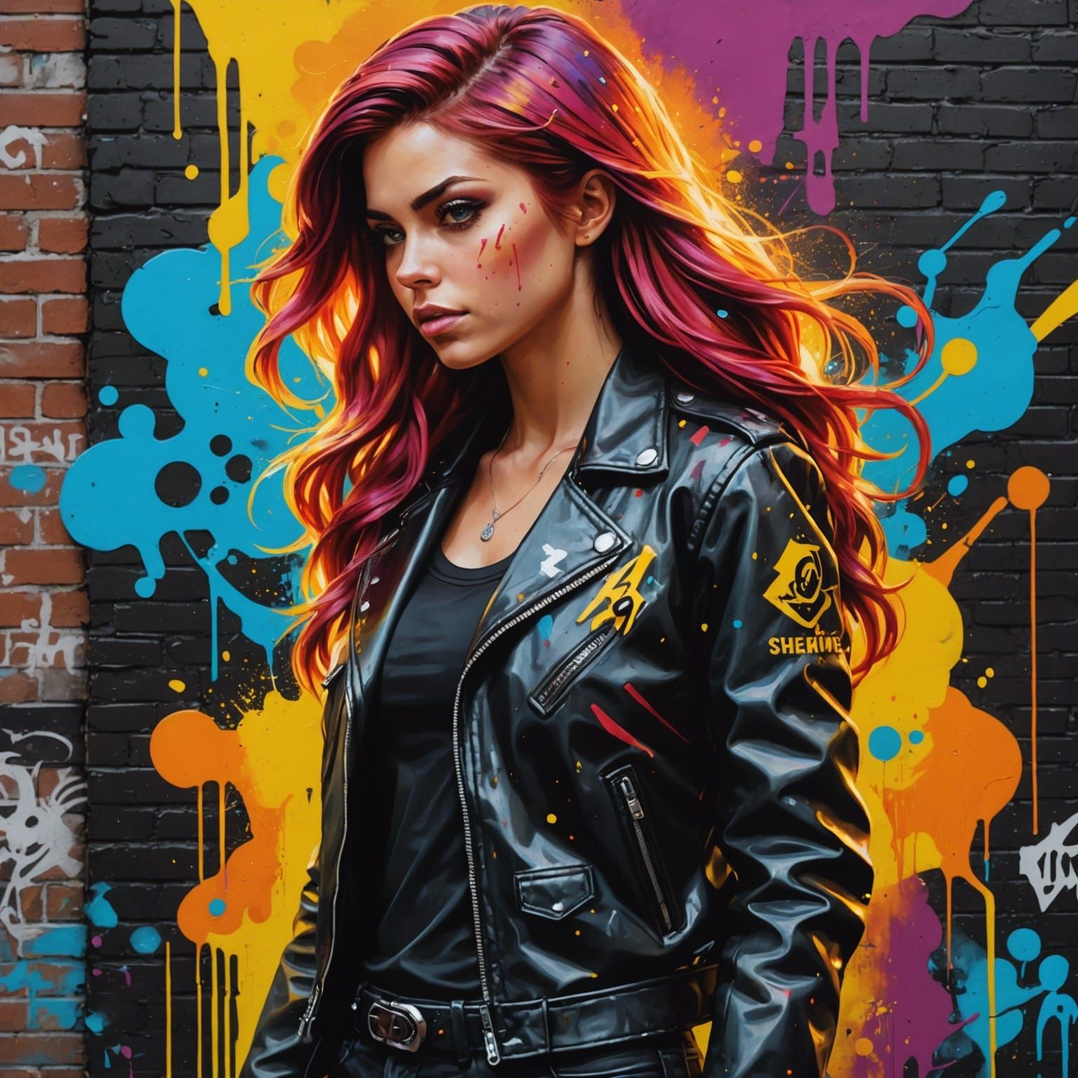 Sunset Shimmer as Cyberpunk Graffiti Art