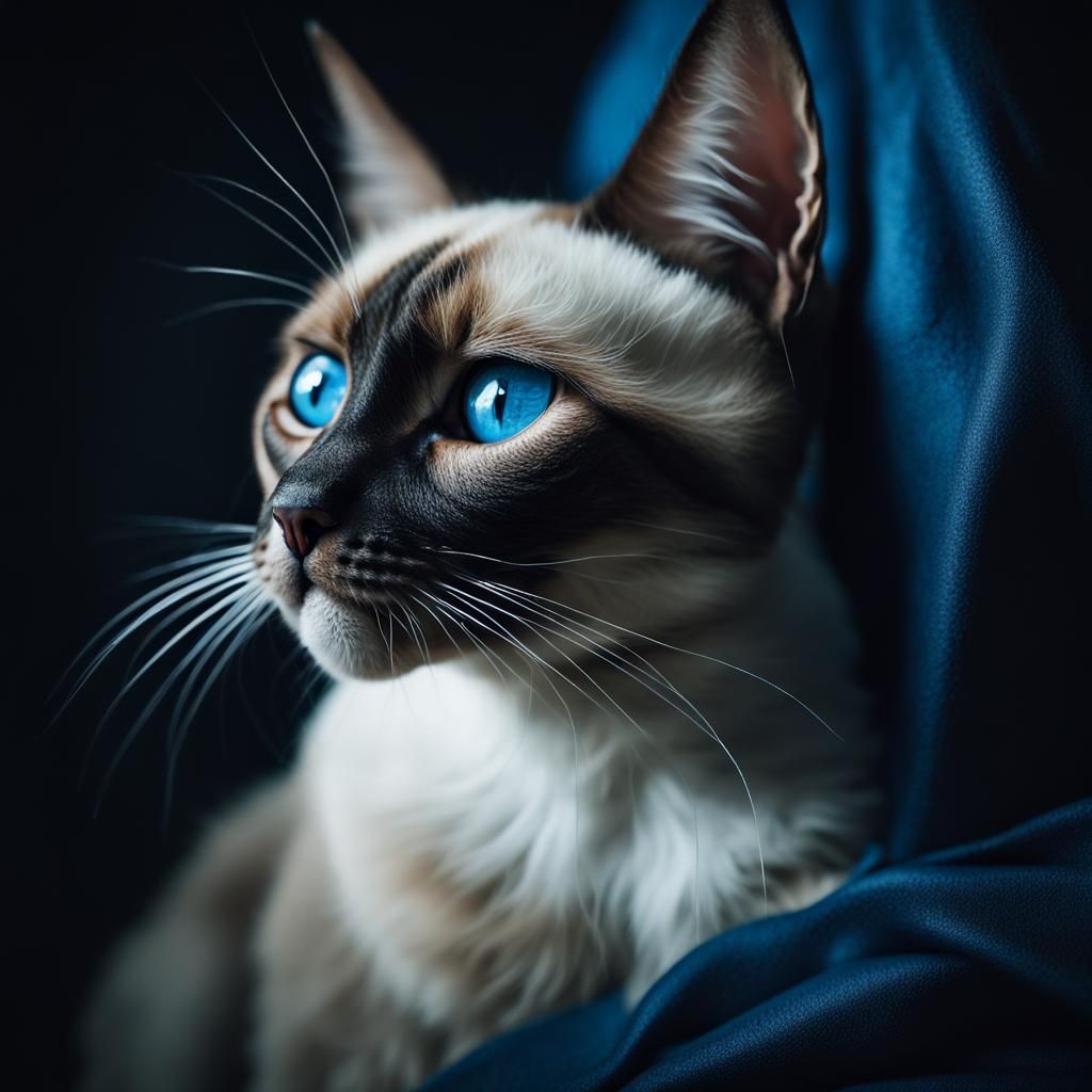 A beautiful Siamese cat with blue eyes