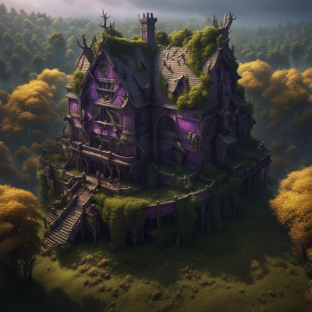 Cursed Manor House Dark Fantasy Concept Art