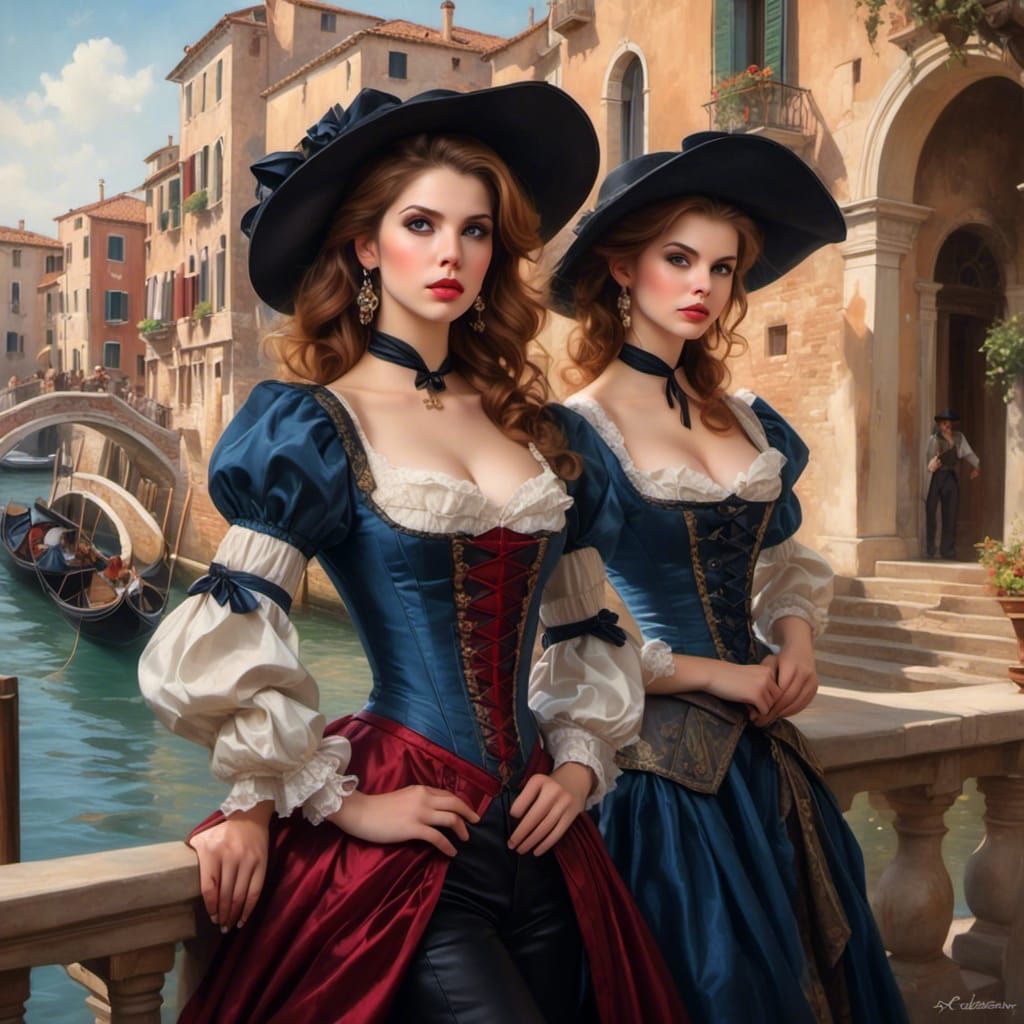 Anna Kendrick as Musketeer in Venice, Hyperdetailed Art