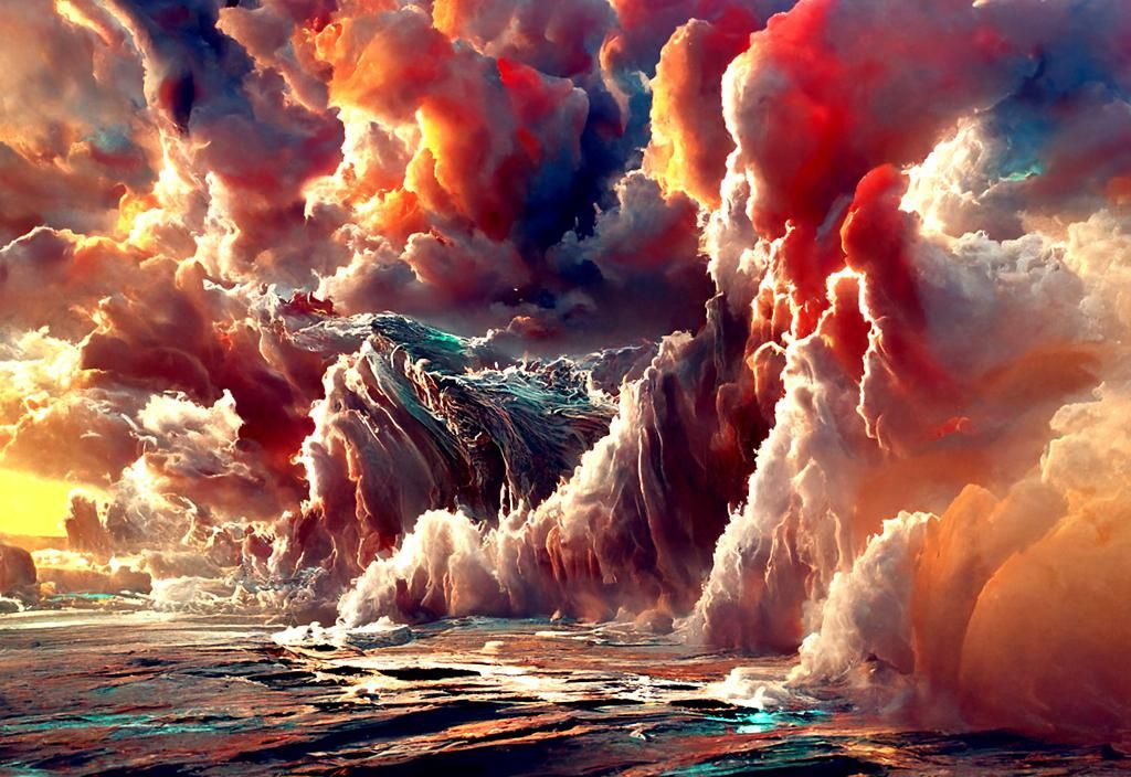 Turbulent Ocean Storm with Ship, Romanticism Style