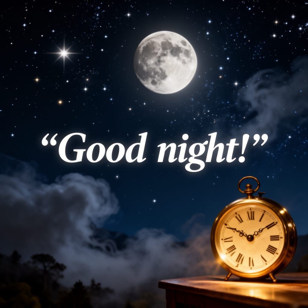 Stunning Night Sky with Stars and Moon Saying Goodnight