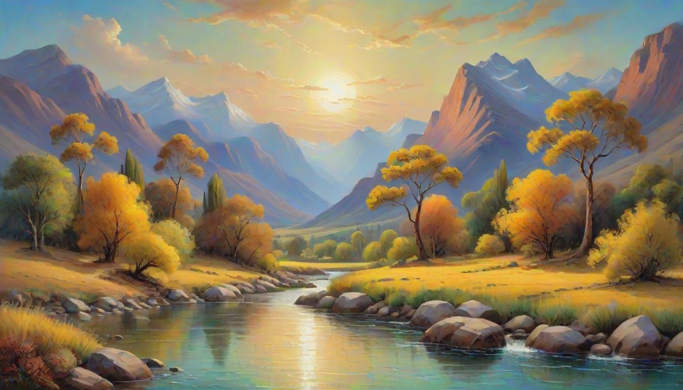 Abstract West Coast Landscape in Neo-Expressionist Style