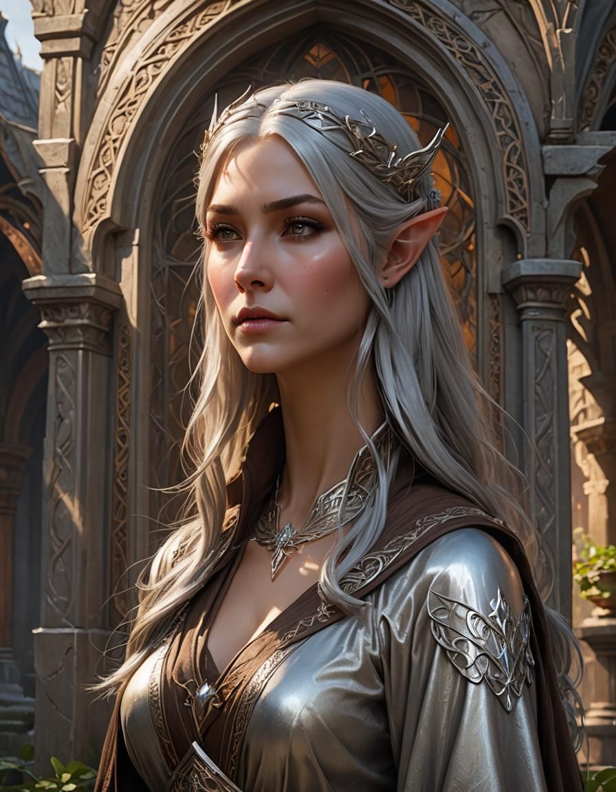 Elegant Elven Lady Portrait in Hyperdetailed Style