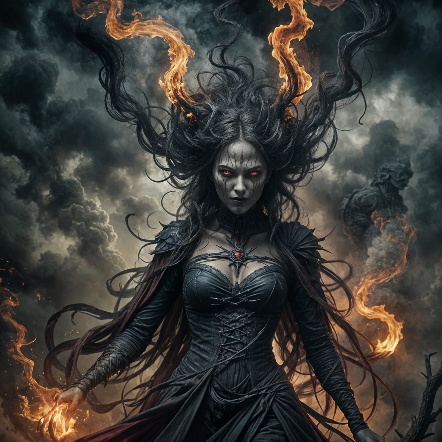 Nightmarish Banshee Emerges from Dark Smoke