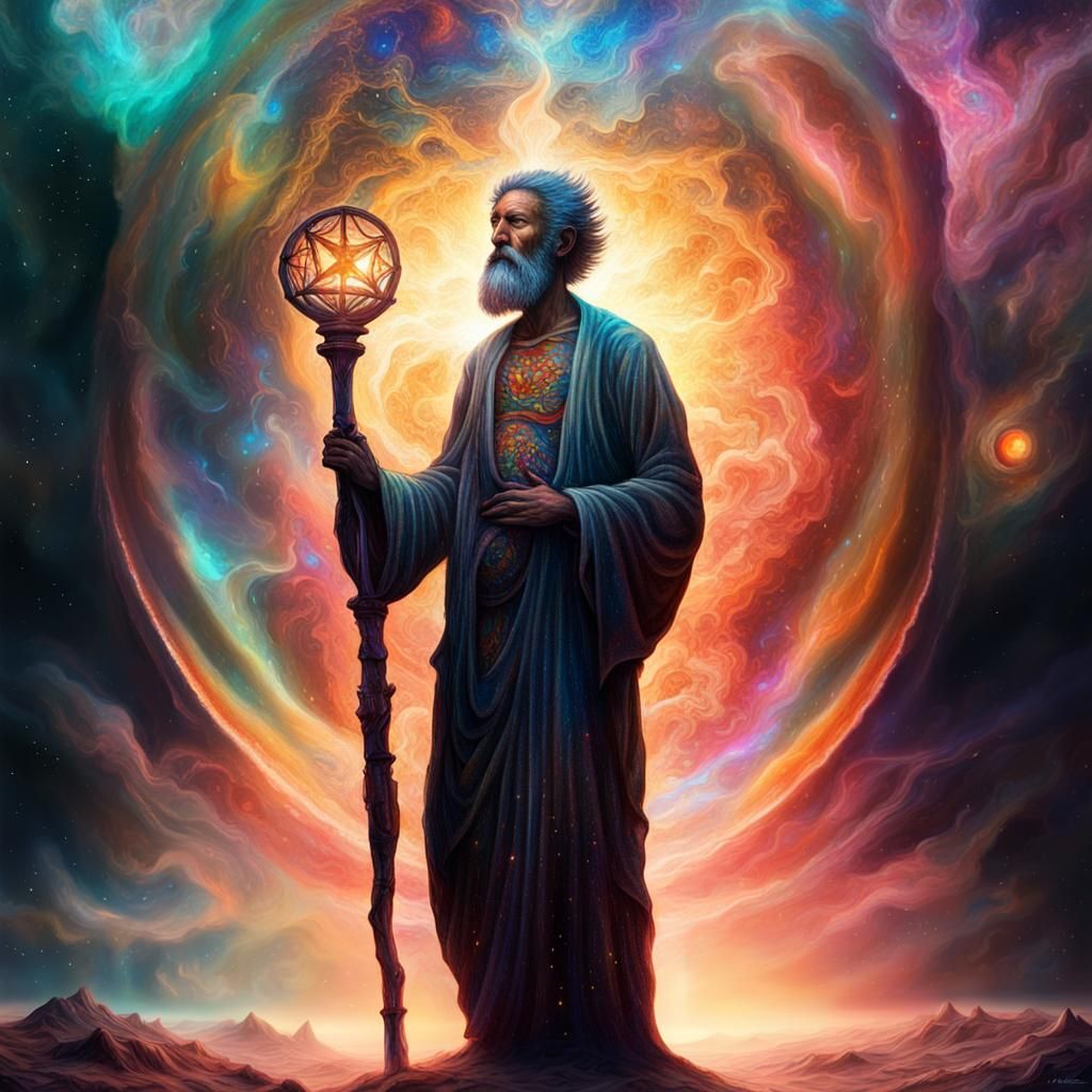 Cosmic Judgment Day: Holographic Astral Illustration