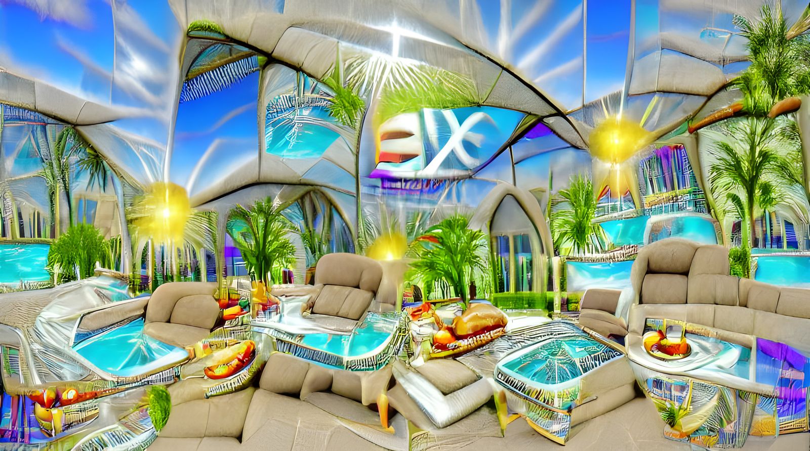 Futuristic Sky Paradise Pool Lounge in 8K
