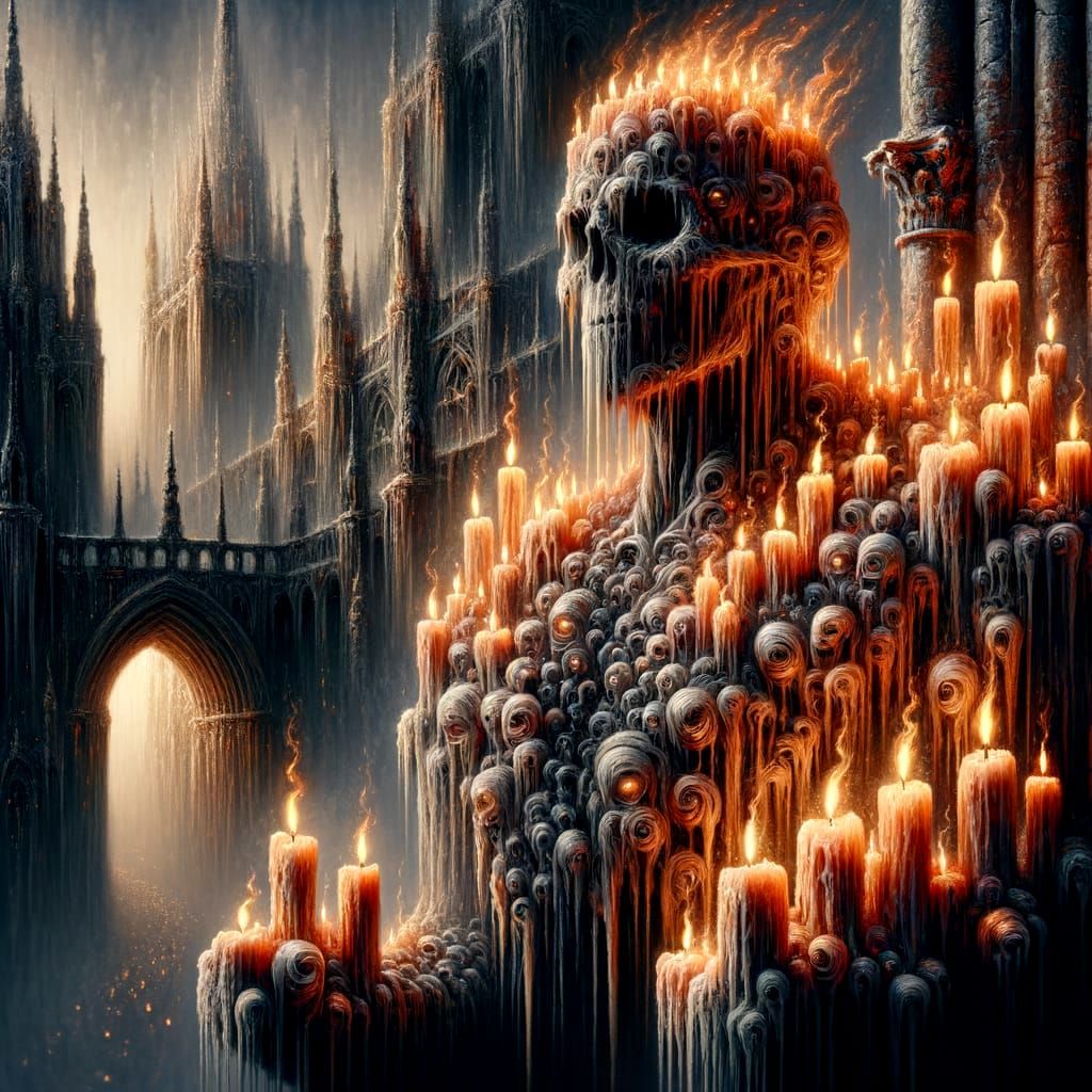 Candle-Covered Villain in Gothic Cathedral