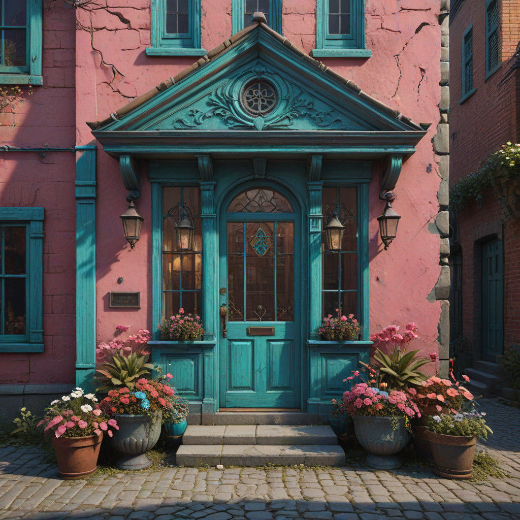 Victorian Fantasy Neighborhood in Bright Pink and Turquoise