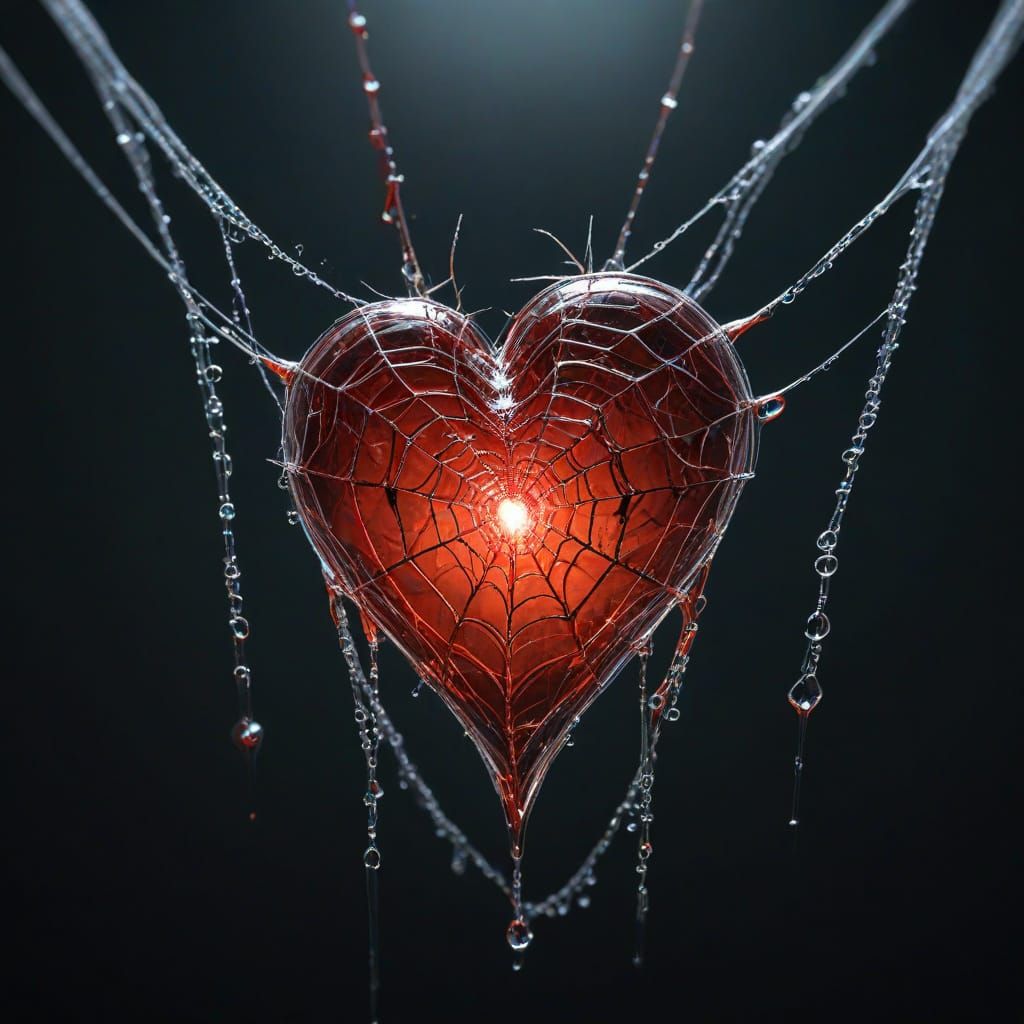 Ethereal Spiderweb Heart with Blood Tears