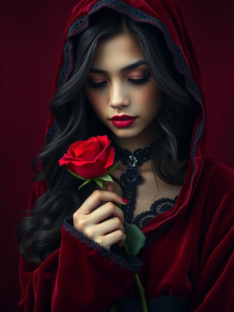 Romantic Portrait of a Young Woman with a Rose