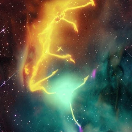 Cyberpunk Goat Constellation Nebula in Neon