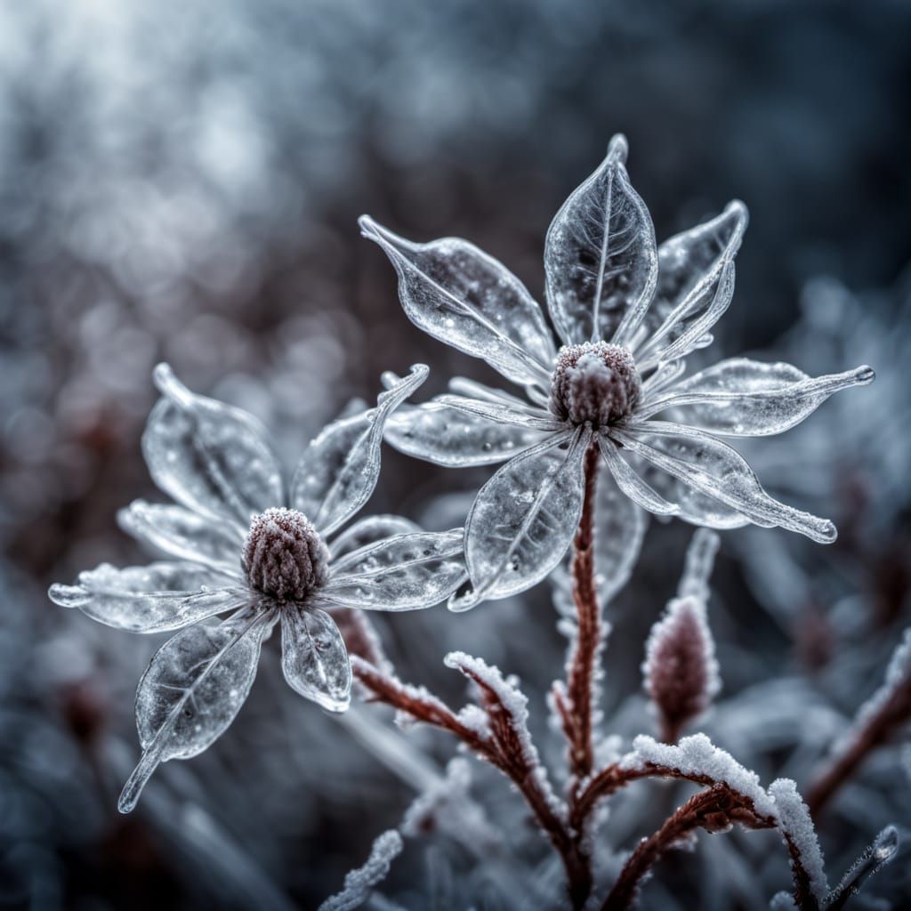 Delicate Enchanted Ice Flower with Intricate Details
