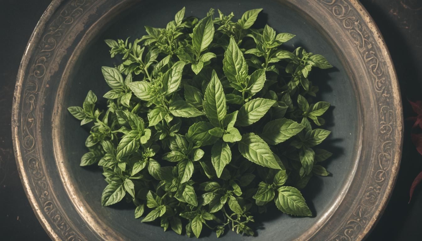 Holy Basil Still Life in Cinematic Style