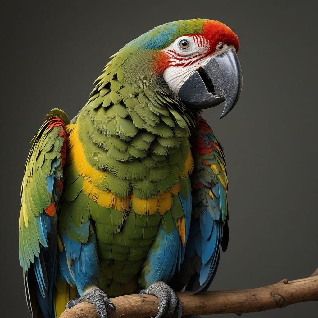 Vibrant Macaw Parrot Illustration in Geometric Style