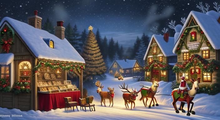 Vibrant Christmas Village in Pop Up Story Book Style