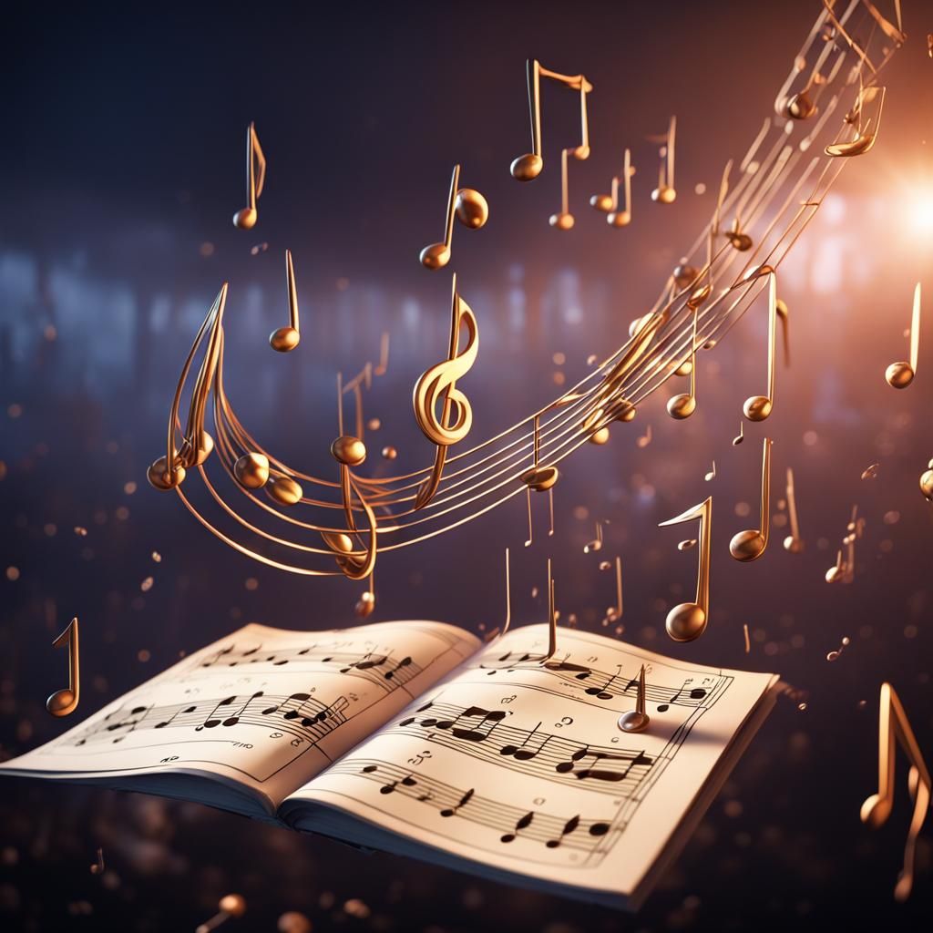 Floating Music Score: Detailed Matte Painting