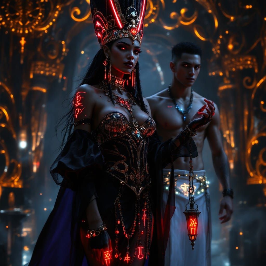 Ethereal Vampire Queen in Gothic Egyptian Regalia