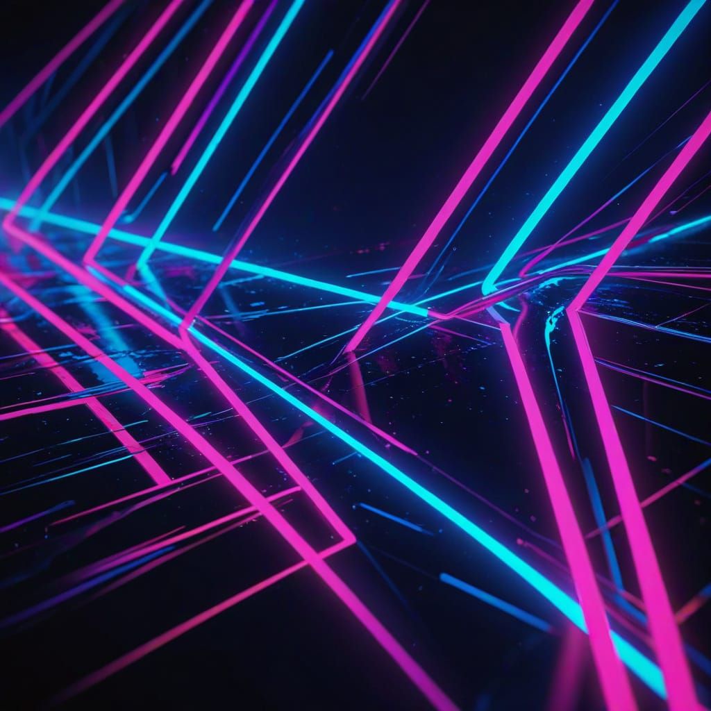 Abstract Aniconic Art in Synthwave Neon Retro Style