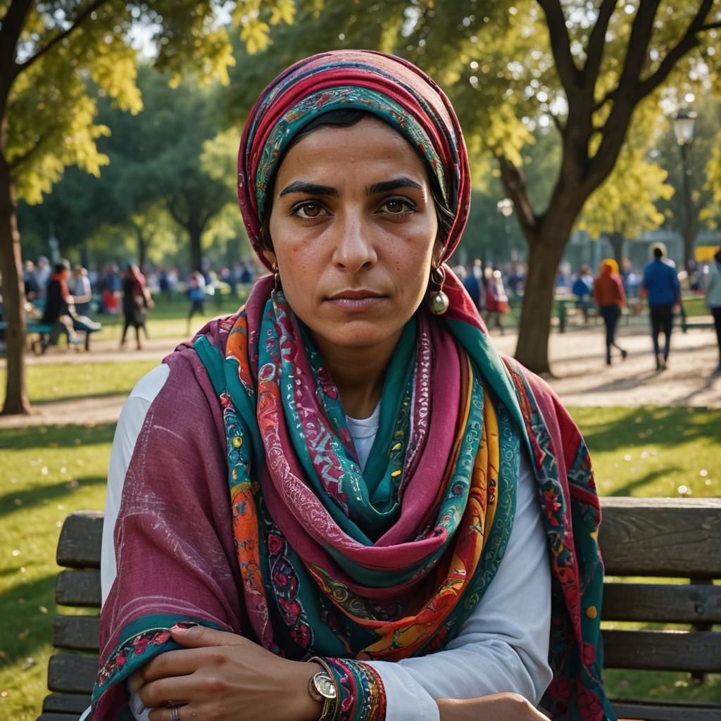 Realistic Portrait of Arabic Lady in Headscarf