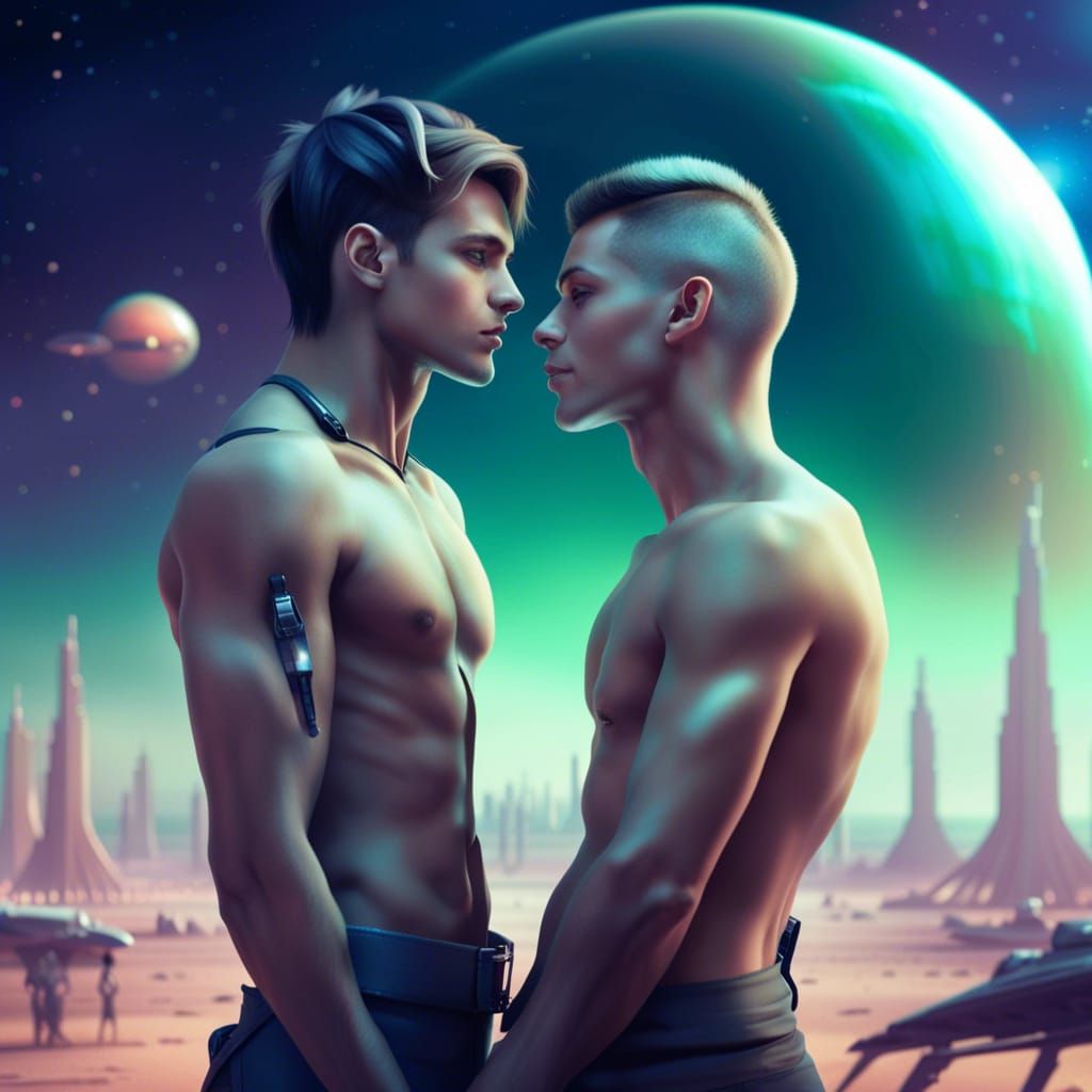 Gay Couple in Sci-Fi Alien City