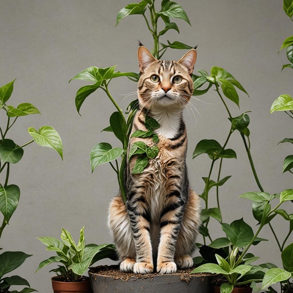 Plant Cat Hybrid: AI Generated Creature