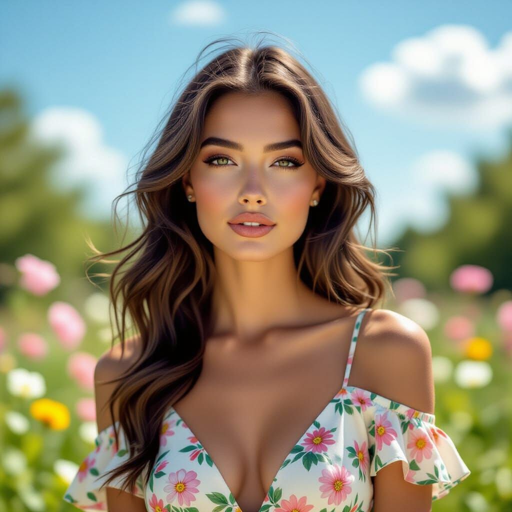 Glamorous Model in Spring Garden Portrait