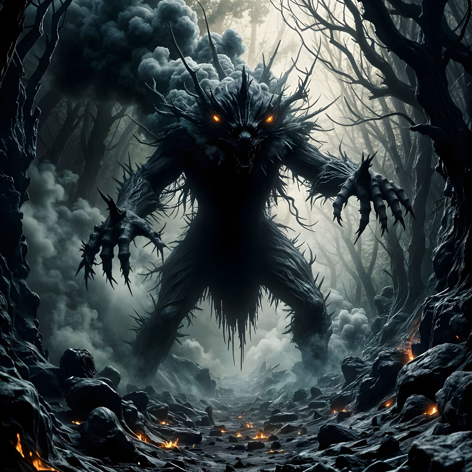 Smoky Creature Emerges from Mystical Portal