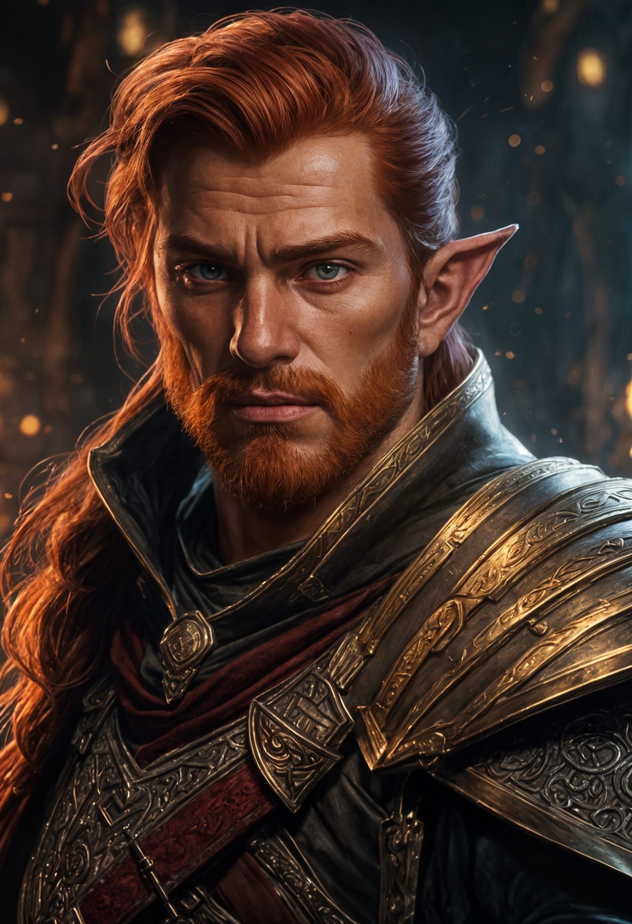 Halfling Fighter Portrait in Dark Fantasy Style