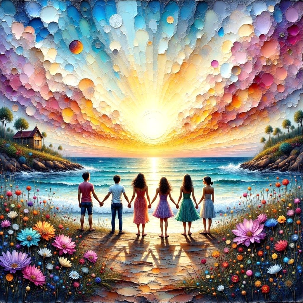 Volumetric Impasto Oil Painting of World Unity