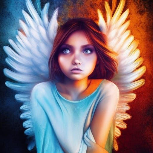 Hyperrealistic Angel in Colorful Splash Art Style