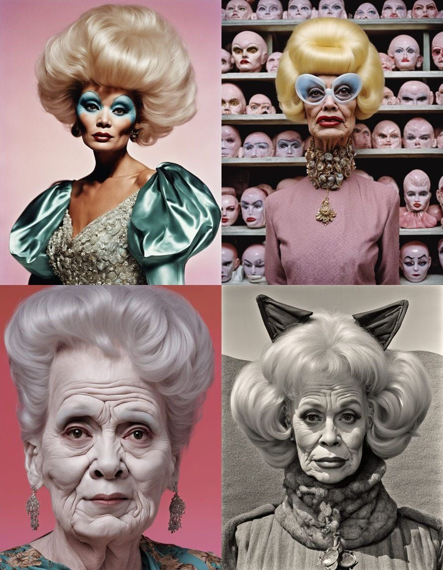 Surreal Image of Older Women with Extreme Plastic Surgery
