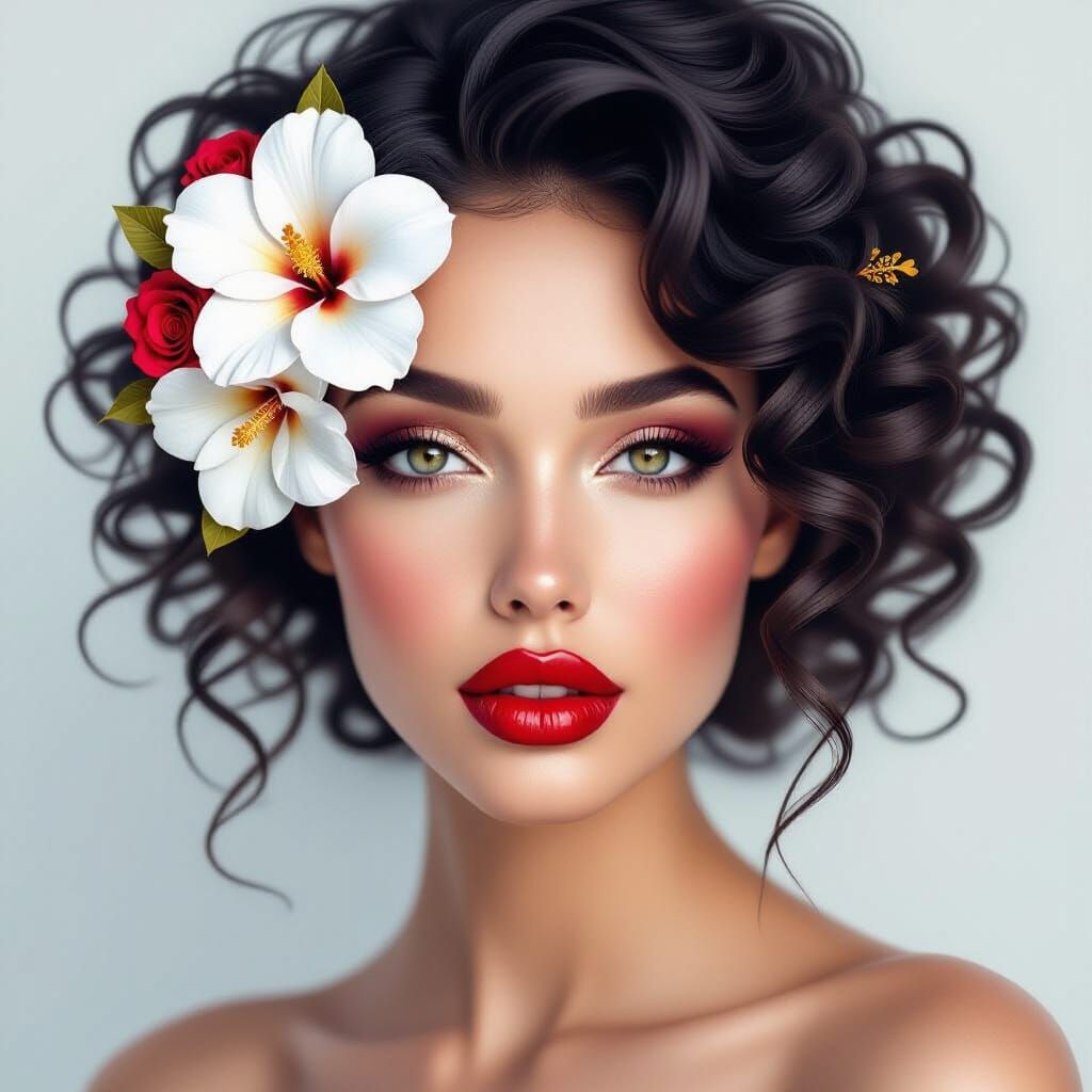 Ethereal Floral Woman Portrait in 3D Style