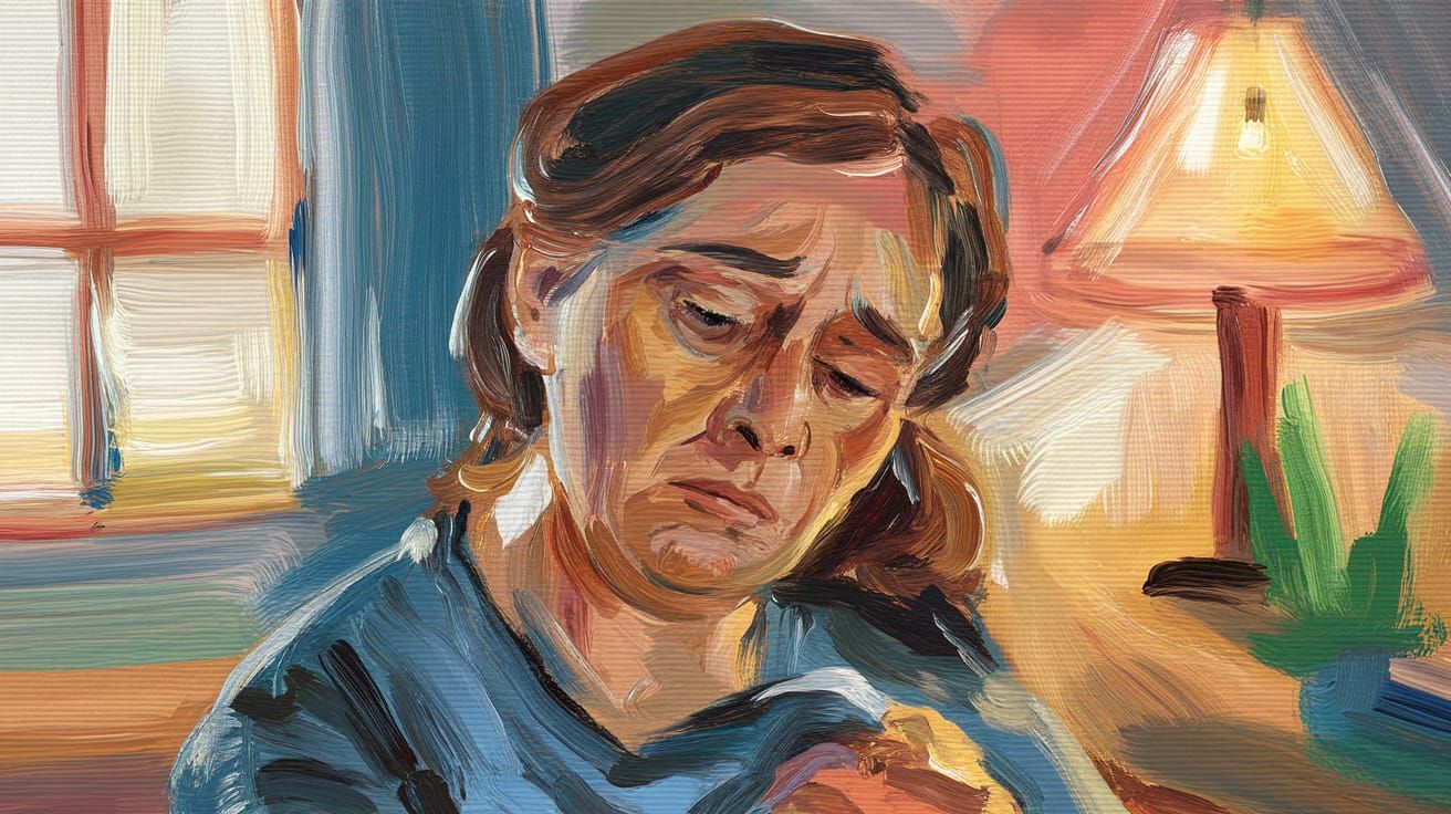 Mother and Son: Acrylic Painting with Impasto Flair