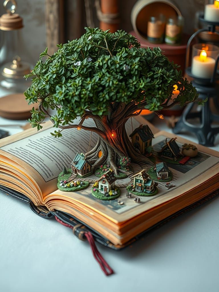 Miniature World Emerges from Open Book