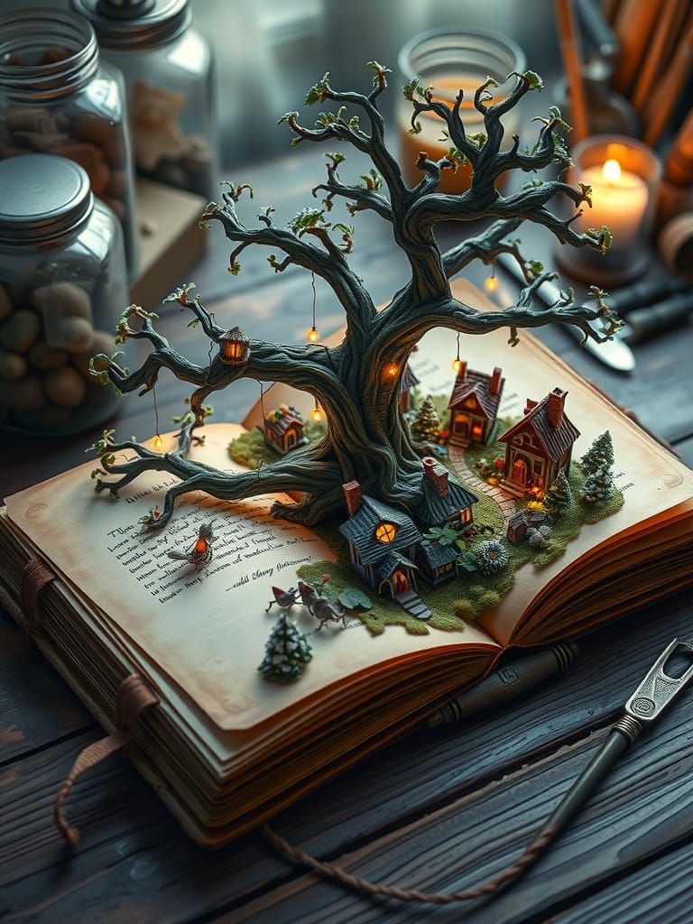 Magical World Emerges from Open Book
