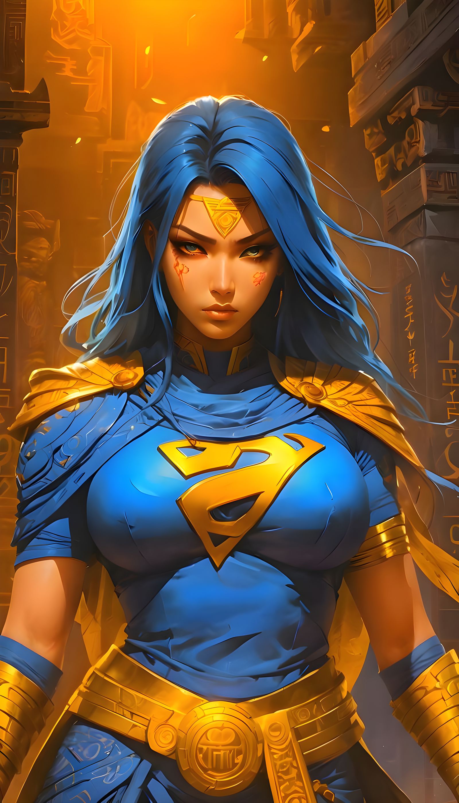 Hieroglyphic Tattoos Adorn Superheroine Mummy in Anime Style
