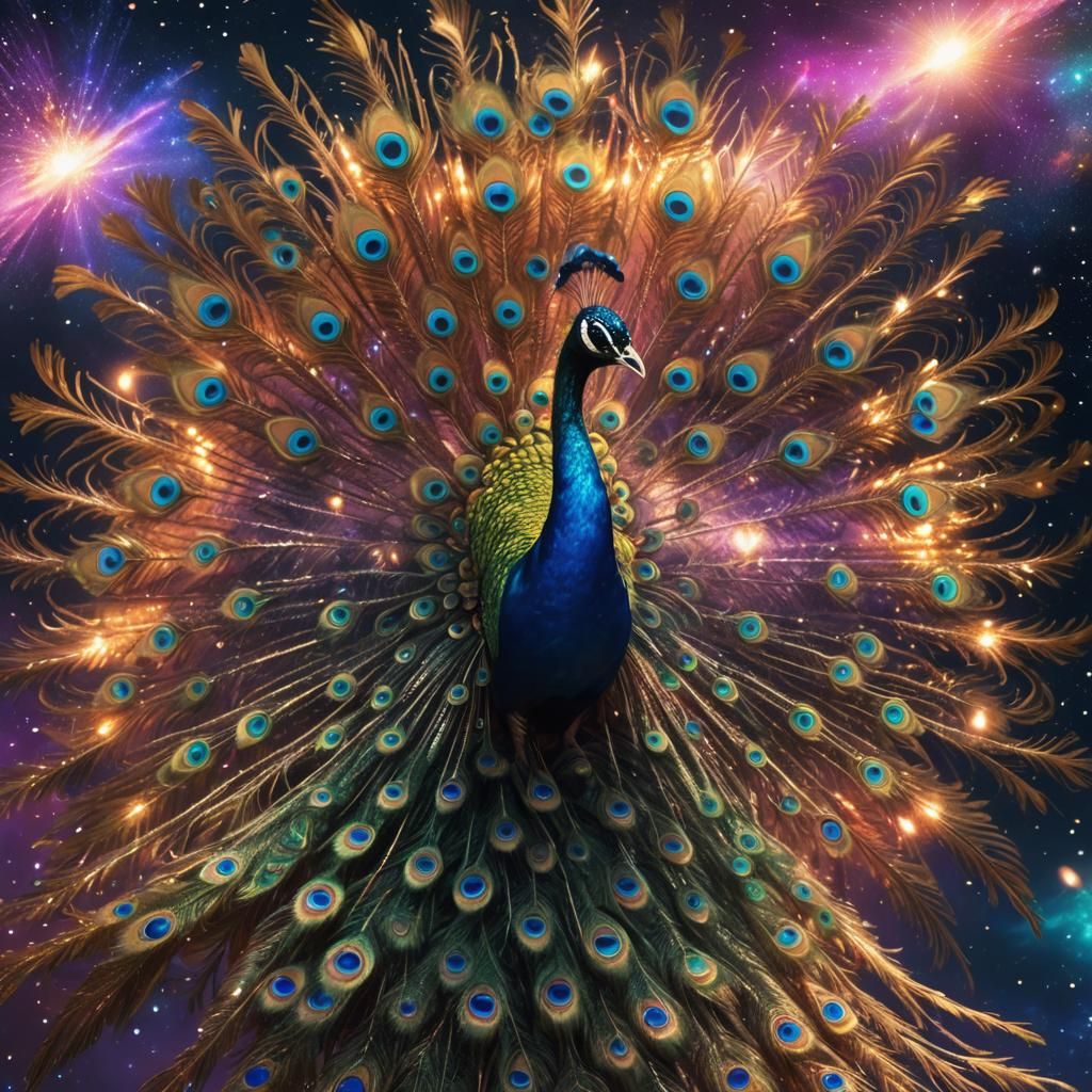 Peacock Dancing in Space: Fantasy Concept Art