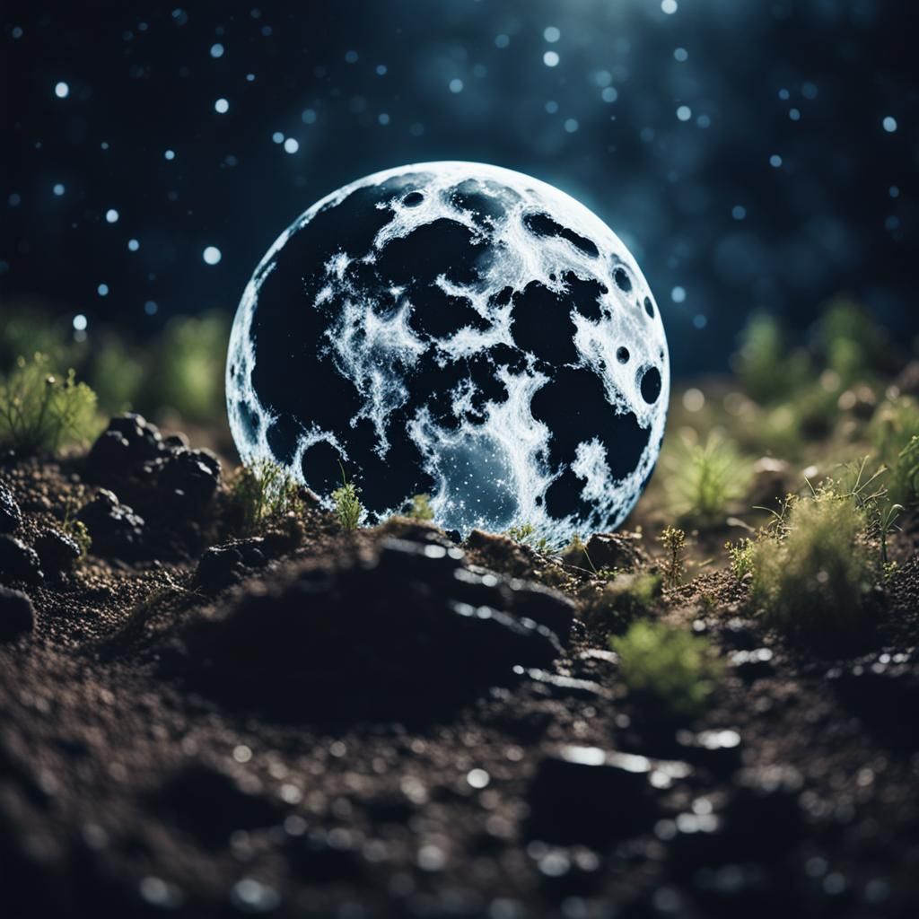 Full Moon Macro Mini World: Cinematic Film Still