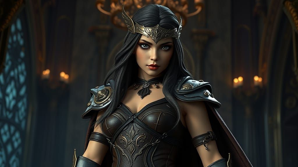 Ethereal Warrior Maiden in Victorian Gothic Attire