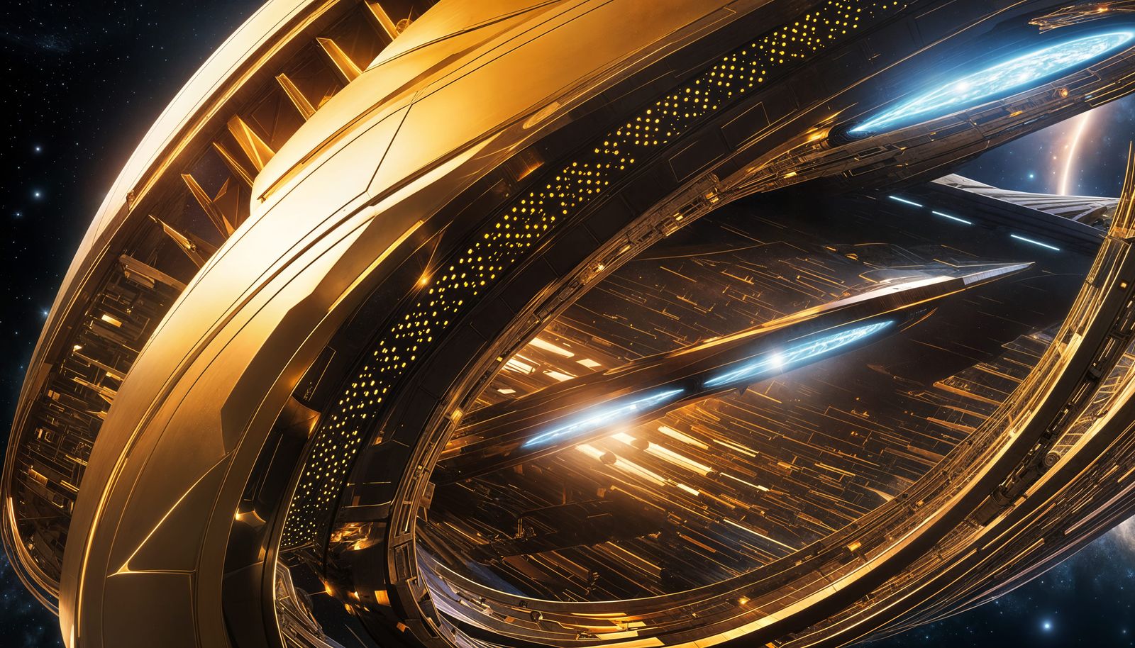 Futuristic Starship with Warp Drive System