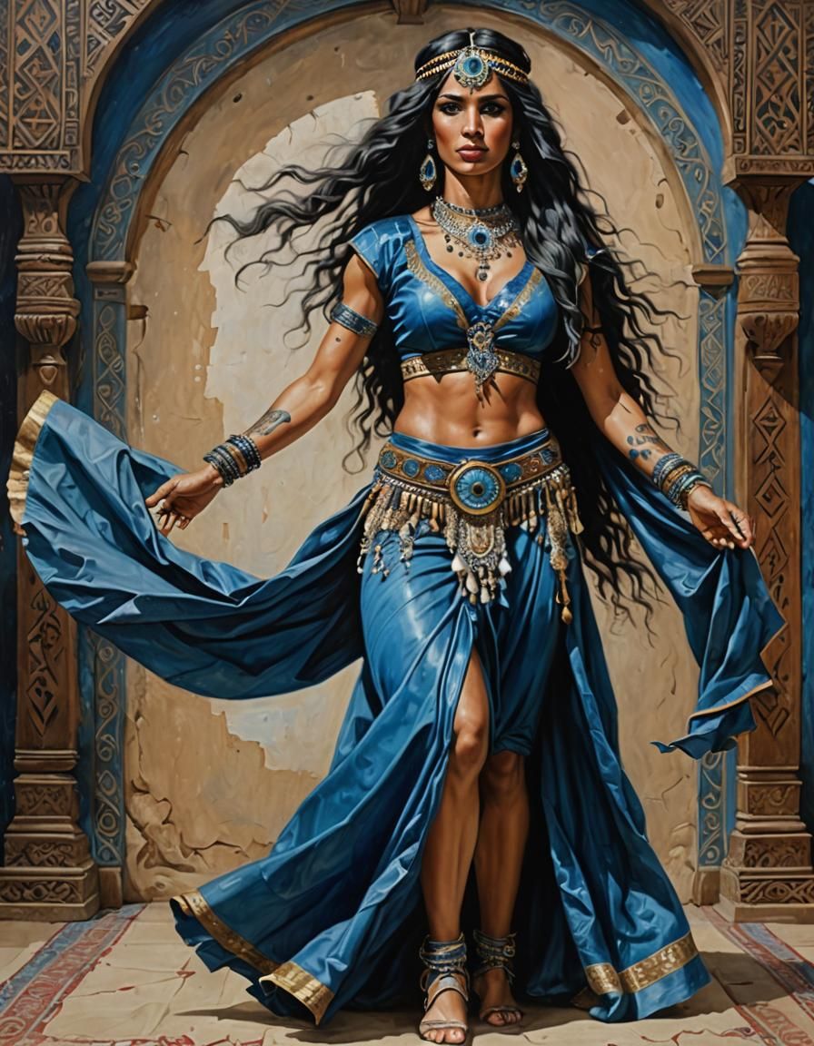 Touareg Belly Dancer Portrait as Oil Painting