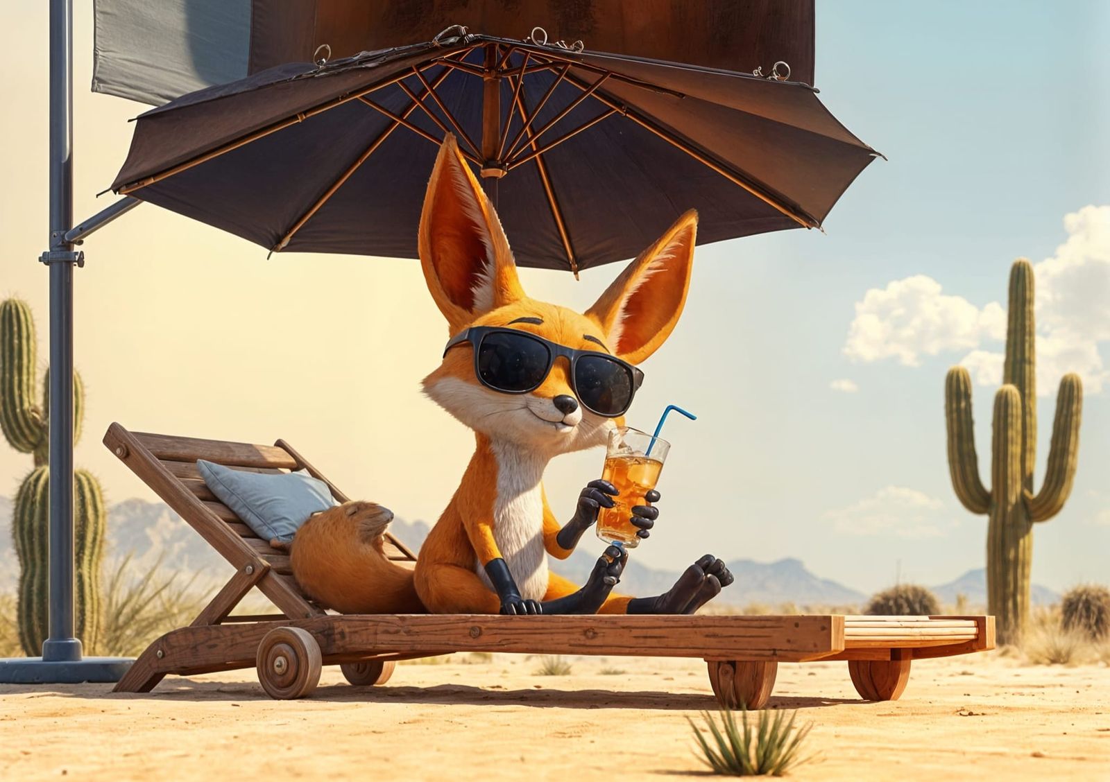 Kit Fox Relaxation: A Whimsical Pixar-Style Animation